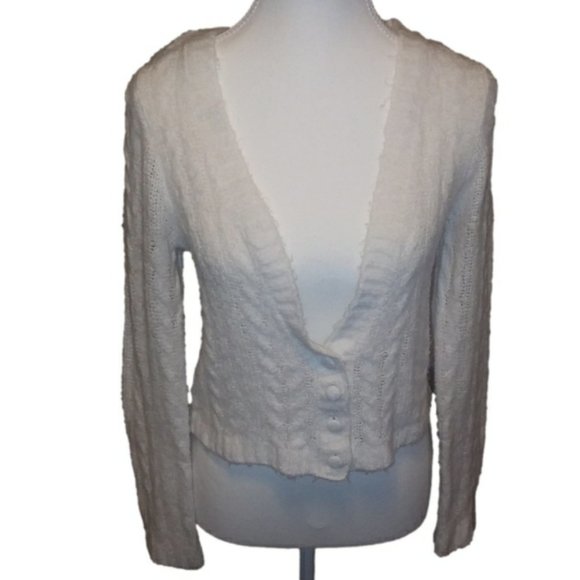 For Love & Lemons Women's Size S White Billie Cropped Cardigan - Picture 3 of 7